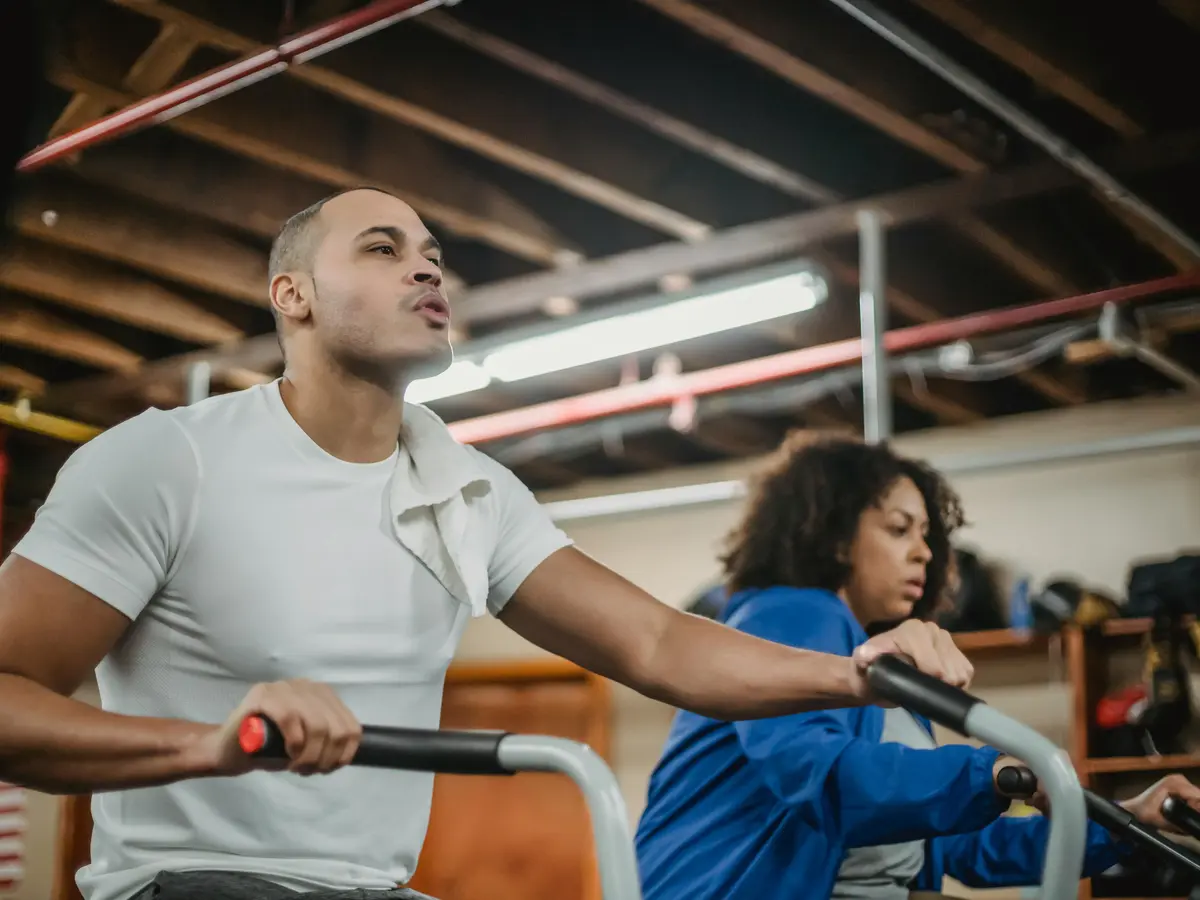 two people training